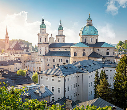 Stadt Salzburg, Dom, Türme, Kuppeln, Sonnenschein